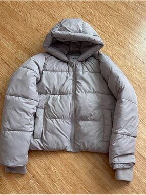 Hollister Taupe Puffer Jacket with Hood